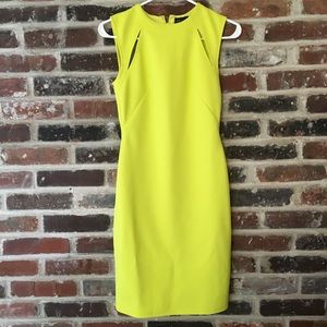 Topshop - Lime Green Yellow Ribbed Cutout Dress